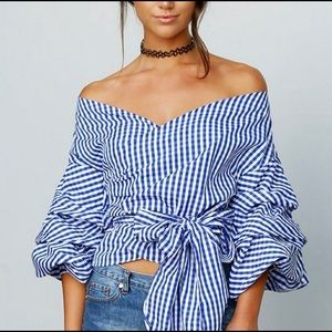 Luxe Stylekeepers Gingham Wrap Blouse